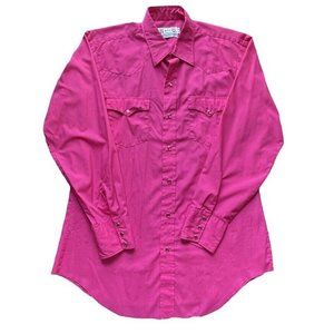 VTG H Bar C LS Button Up Pearl Snap Western Shirt Vegas 16/34 LOUD Pink Men